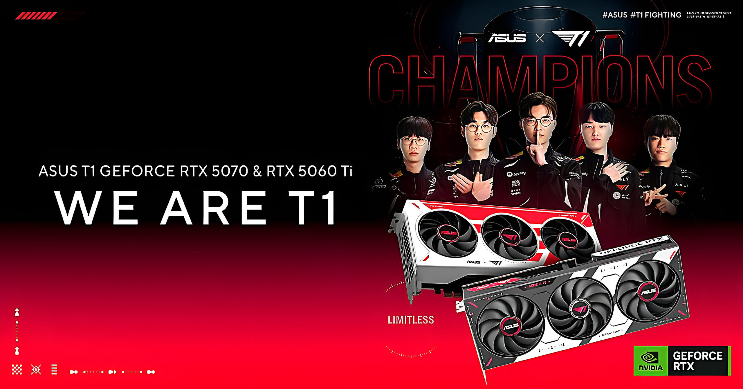 ASUS T1 RTX 5070 và RTX 5060 Ti: card đặc biệt cho fan T1