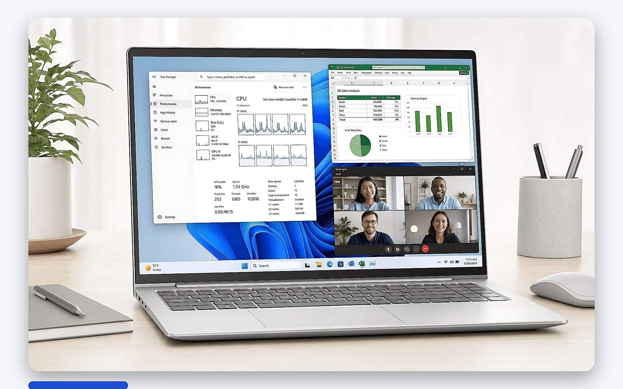 Task Manager hiển thị hai nhóm lõi hiệu năng và lõi tiết kiệm điện trên laptop Intel Task Manager hiển thị hai nhóm lõi hiệu năng và lõi tiết kiệm điện trên laptop Intel