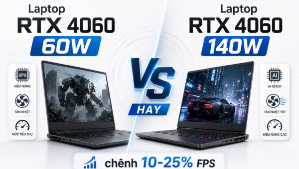 RTX 4060 laptop 60W vs 140W: chênh bao nhiêu FPS ở game AAA 1080p?