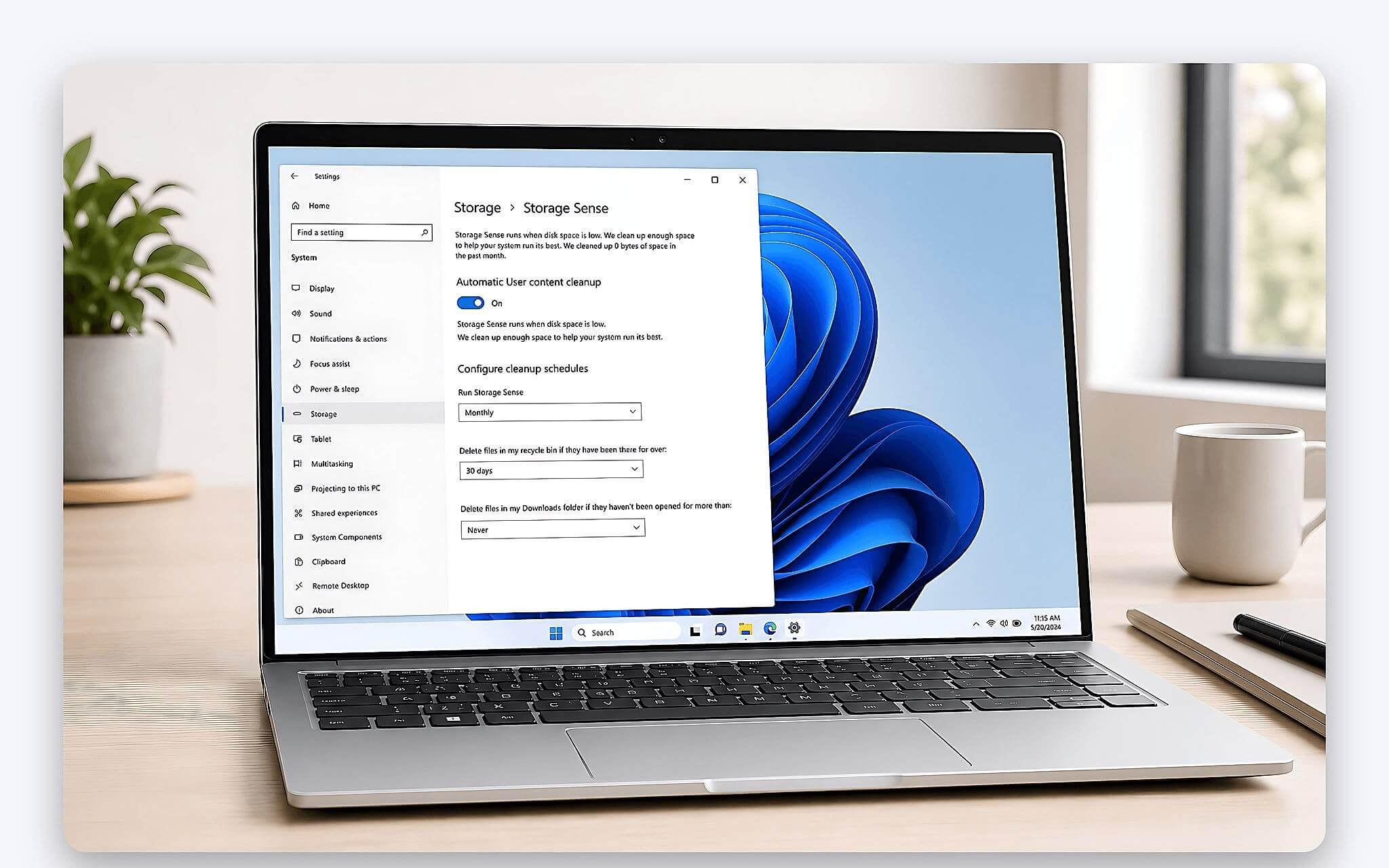 Bật Storage Sense để máy tự giải phóng ổ định kỳ Bật Storage Sense để máy tự giải phóng ổ định kỳ
