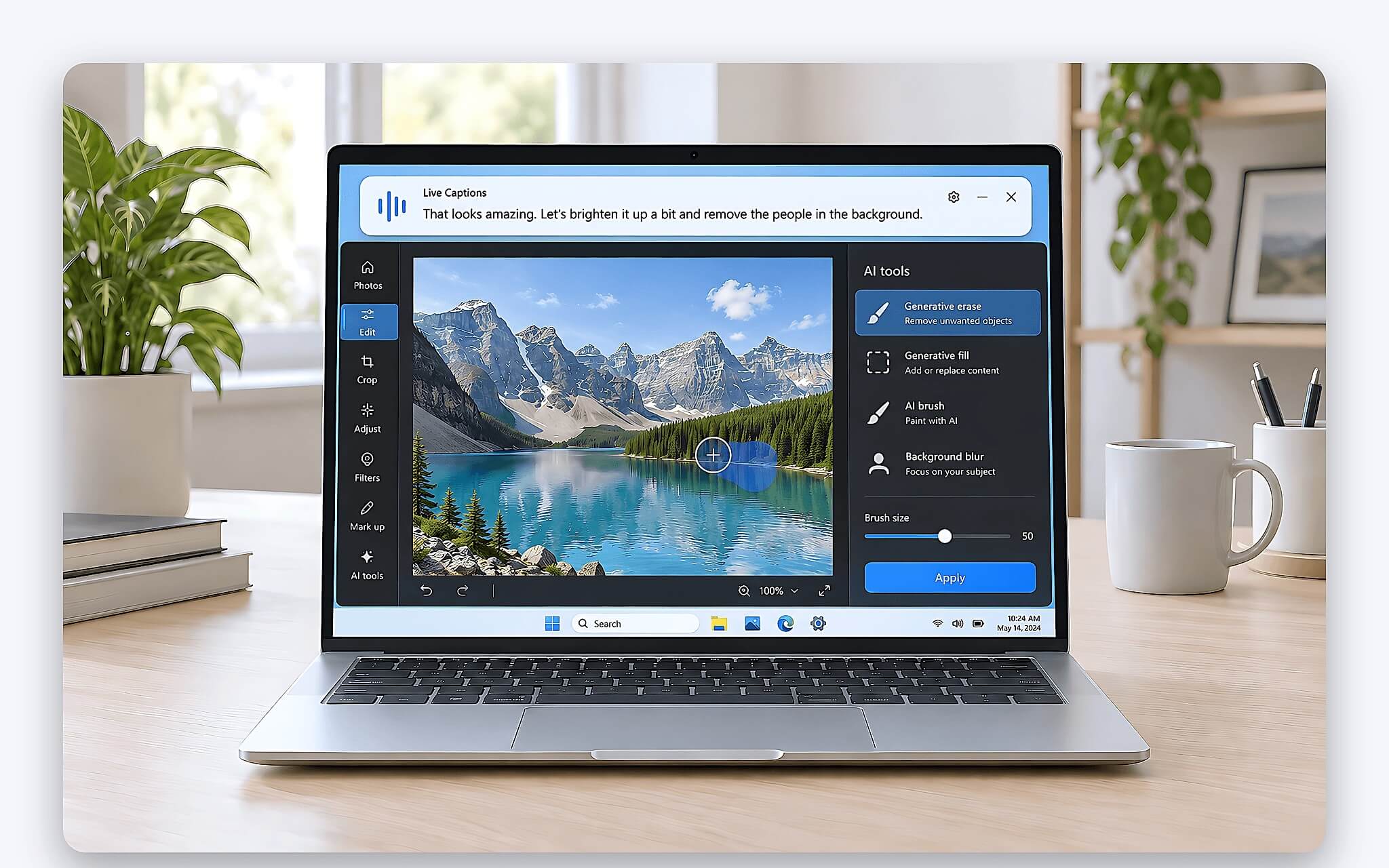 Live Captions, Paint và Photos chia đôi giữa đám mây và NPU