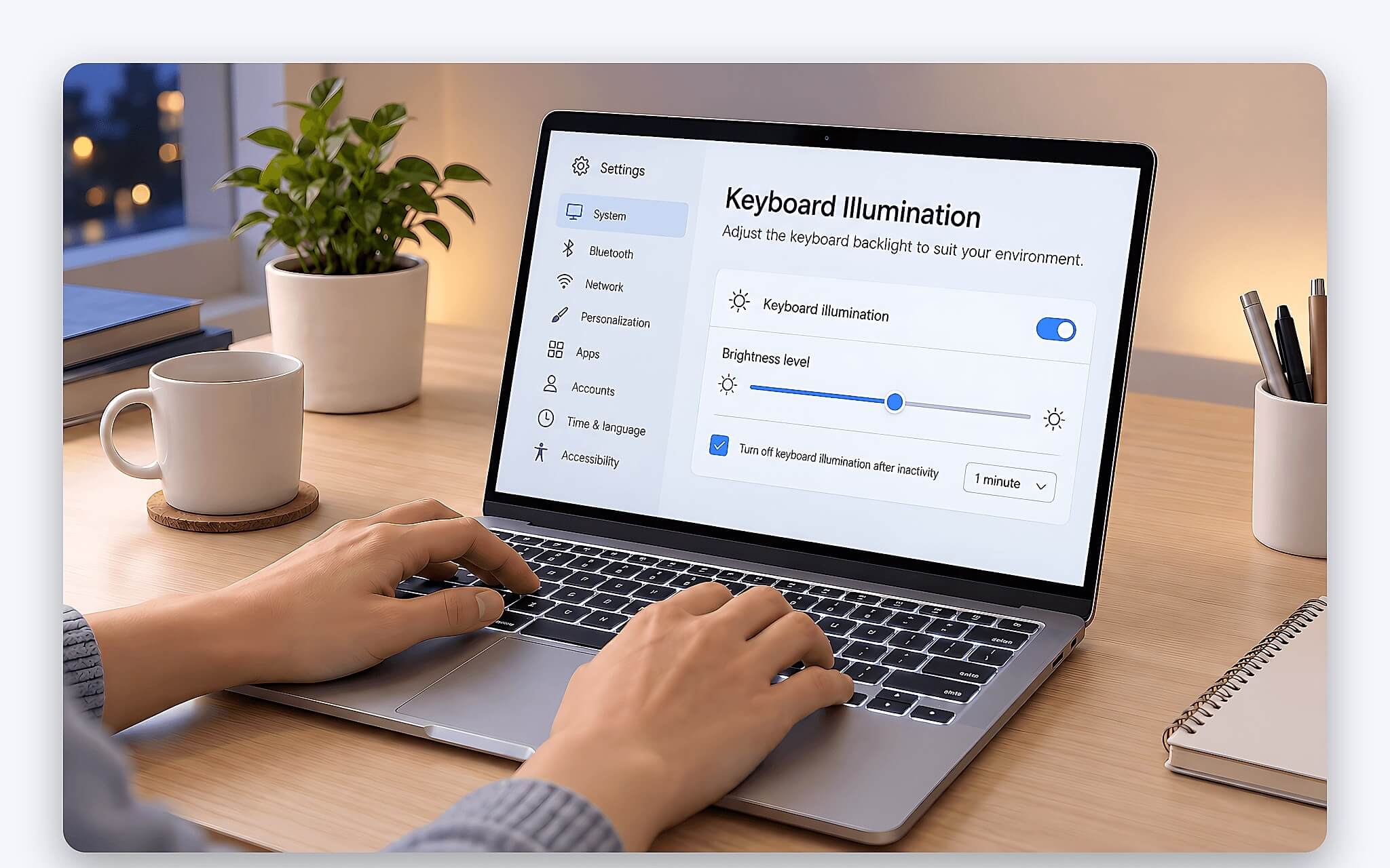 Đèn nền bàn phím laptop và độ ồn khi gõ đêm Đèn nền bàn phím laptop và độ ồn khi gõ đêm