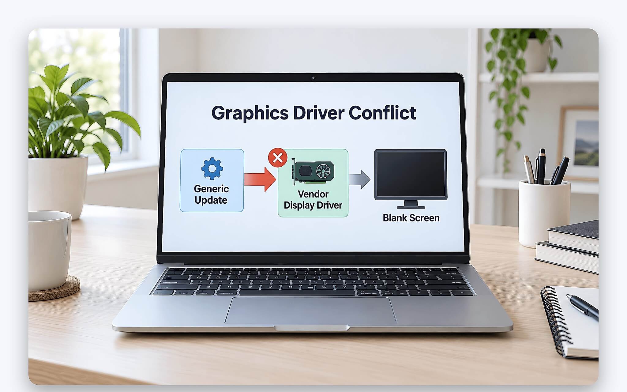 Laptop không lên hình sau bản cập nhật do driver đồ họa bị thay mới