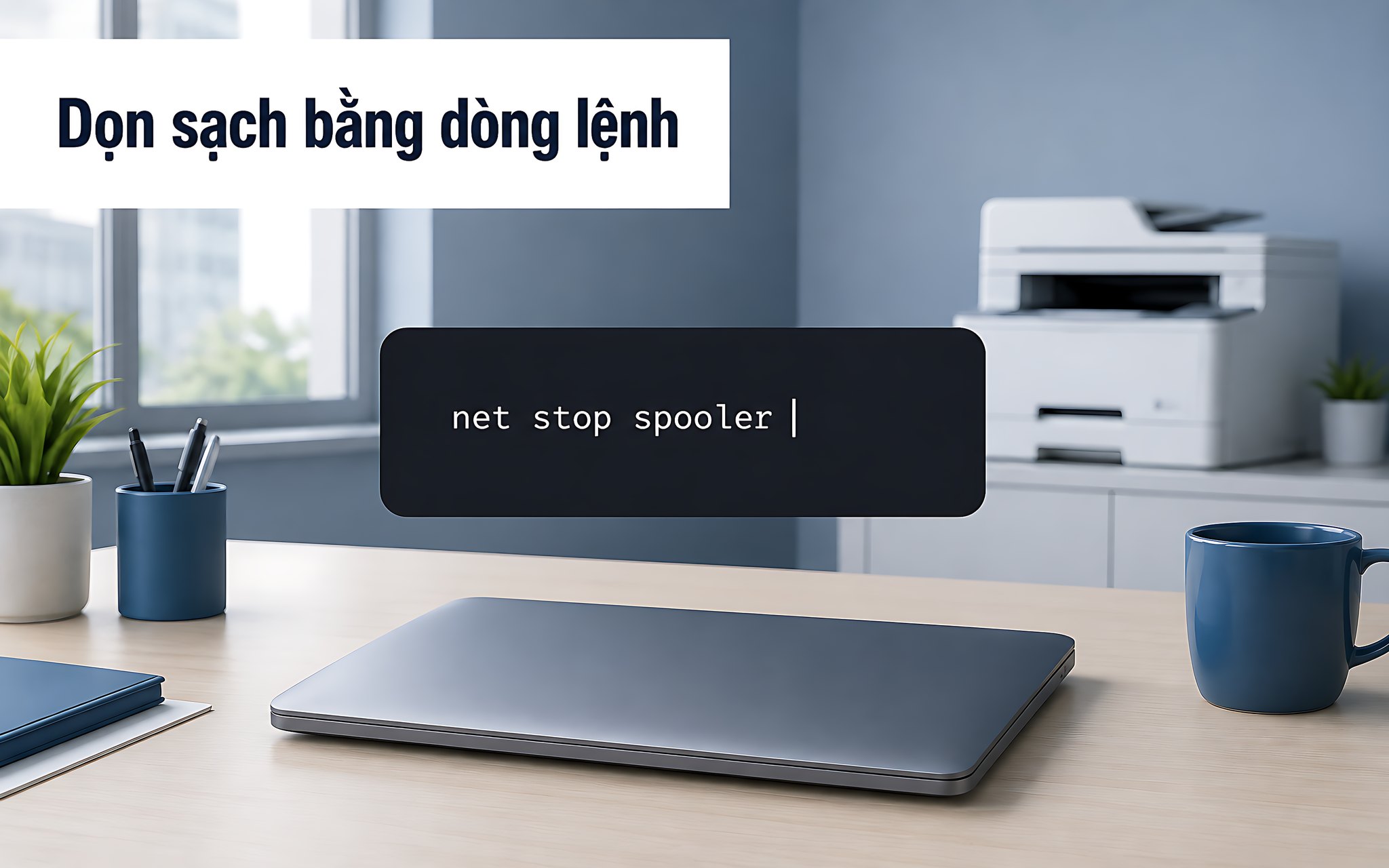 Xử lý bằng dòng lệnh net stop spooler và PowerShell Remove-PrintJob Xử lý bằng dòng lệnh net stop spooler và PowerShell Remove-PrintJob