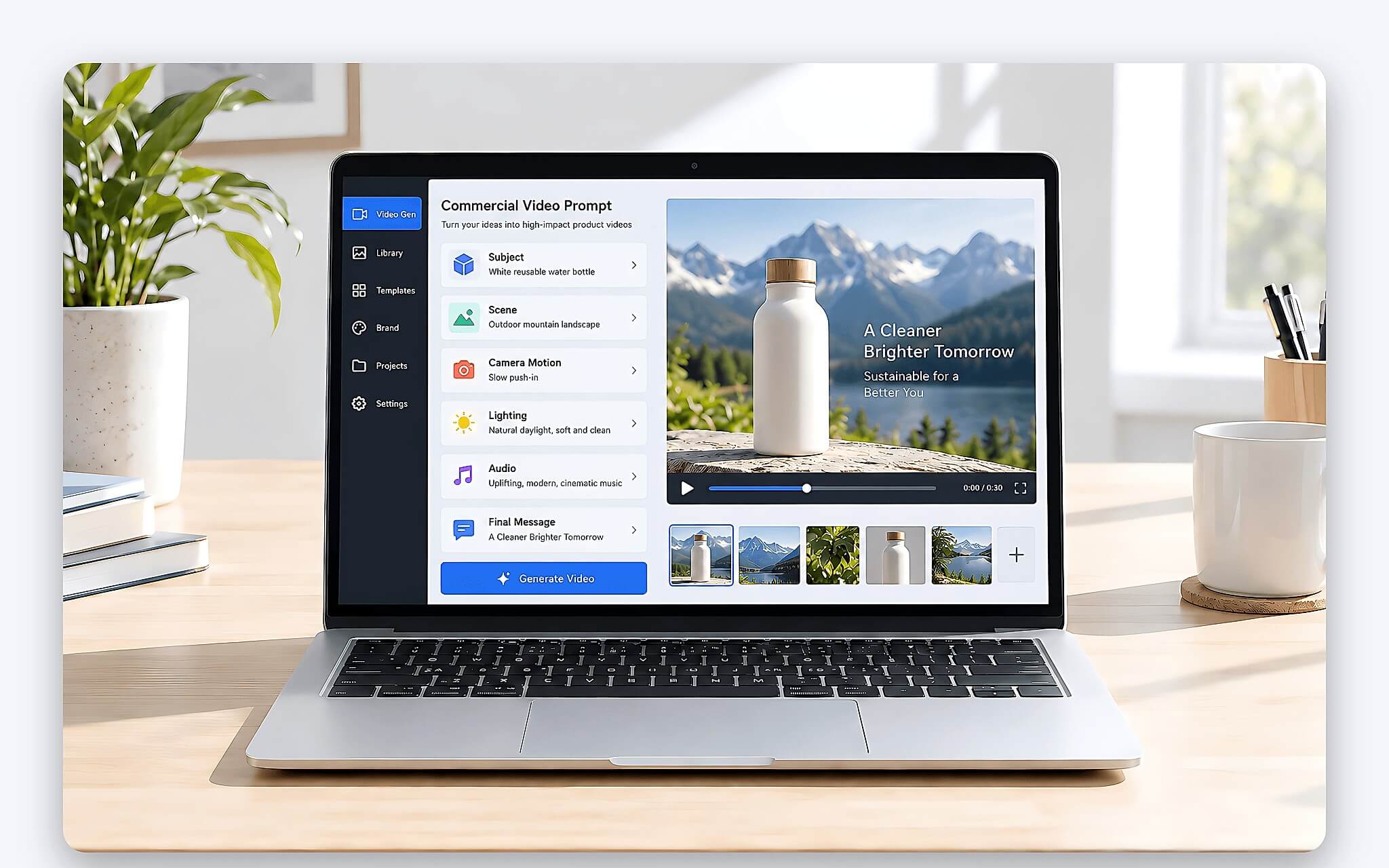 Giao diện phần mềm dựng kịch bản tạo video quảng cáo từ ảnh sản phẩm Giao diện phần mềm dựng kịch bản tạo video quảng cáo từ ảnh sản phẩm