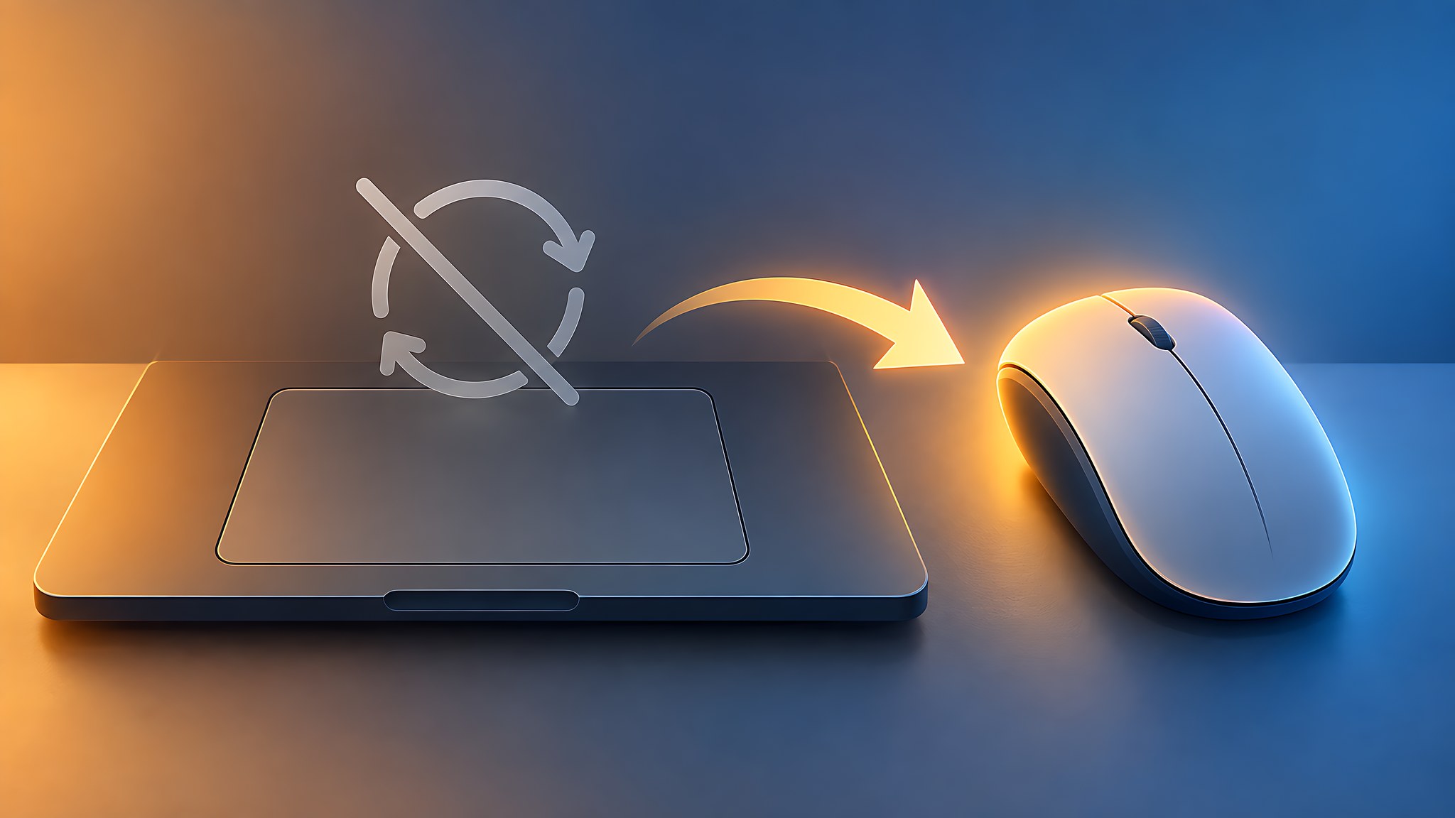 Touchpad tắt và chuột rời sáng lên khi chuyển thiết bị trên laptop