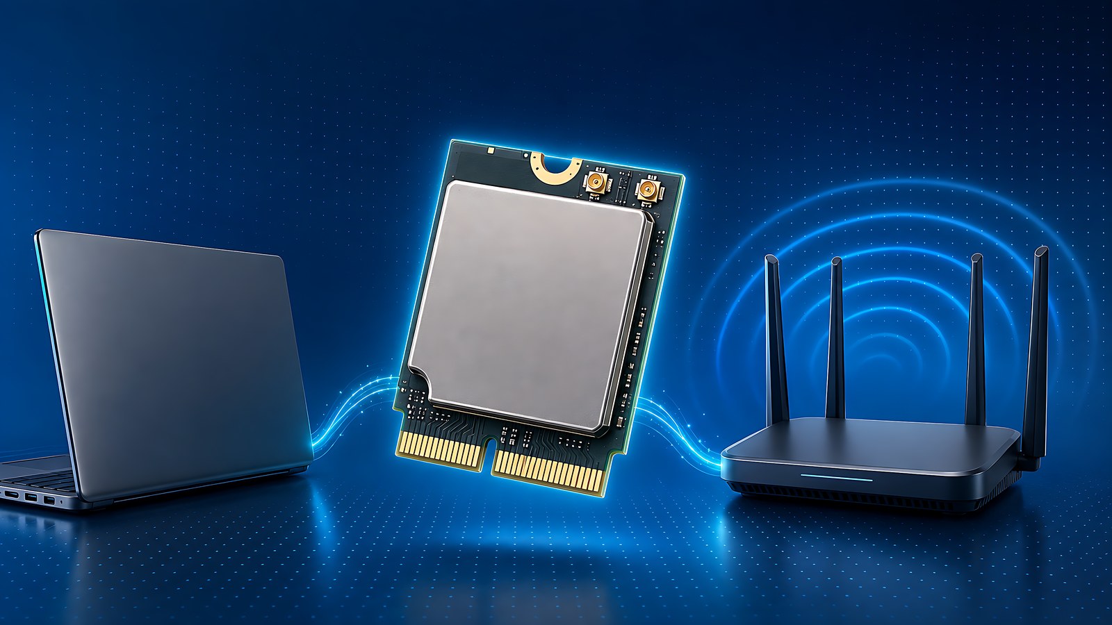 Điều kiện khai thác Wi-Fi 7 trên laptop gồm router 802.11be và card Wi-Fi 7 M.2 2230 tương thích