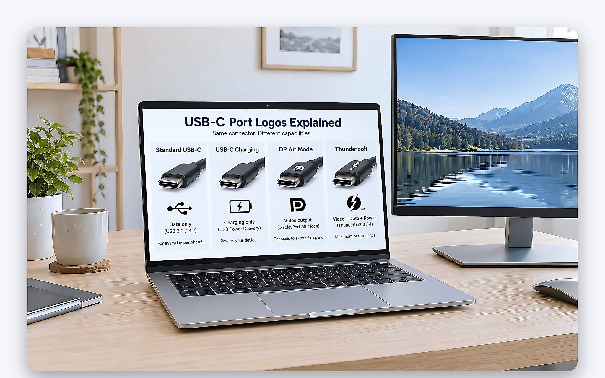 Phân biệt cổng USB-C nào có thể xuất được hình