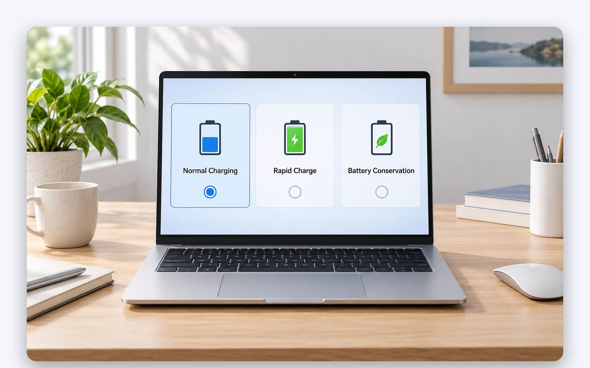 Battery Conservation, Rapid Charge và chế độ sạc thường trên laptop Lenovo