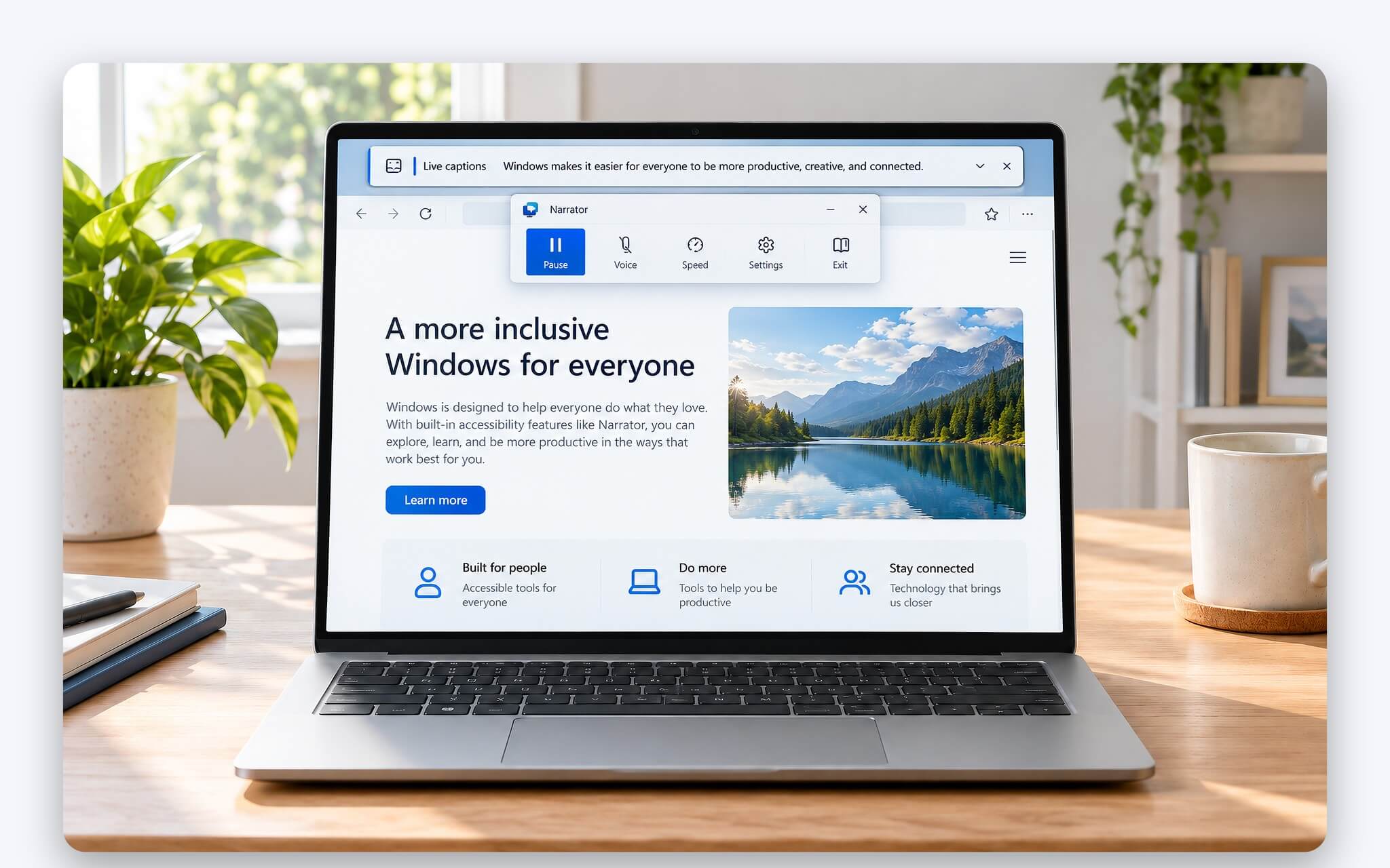 Narrator đọc to văn bản và phụ đề trực tiếp trên laptop Windows 11