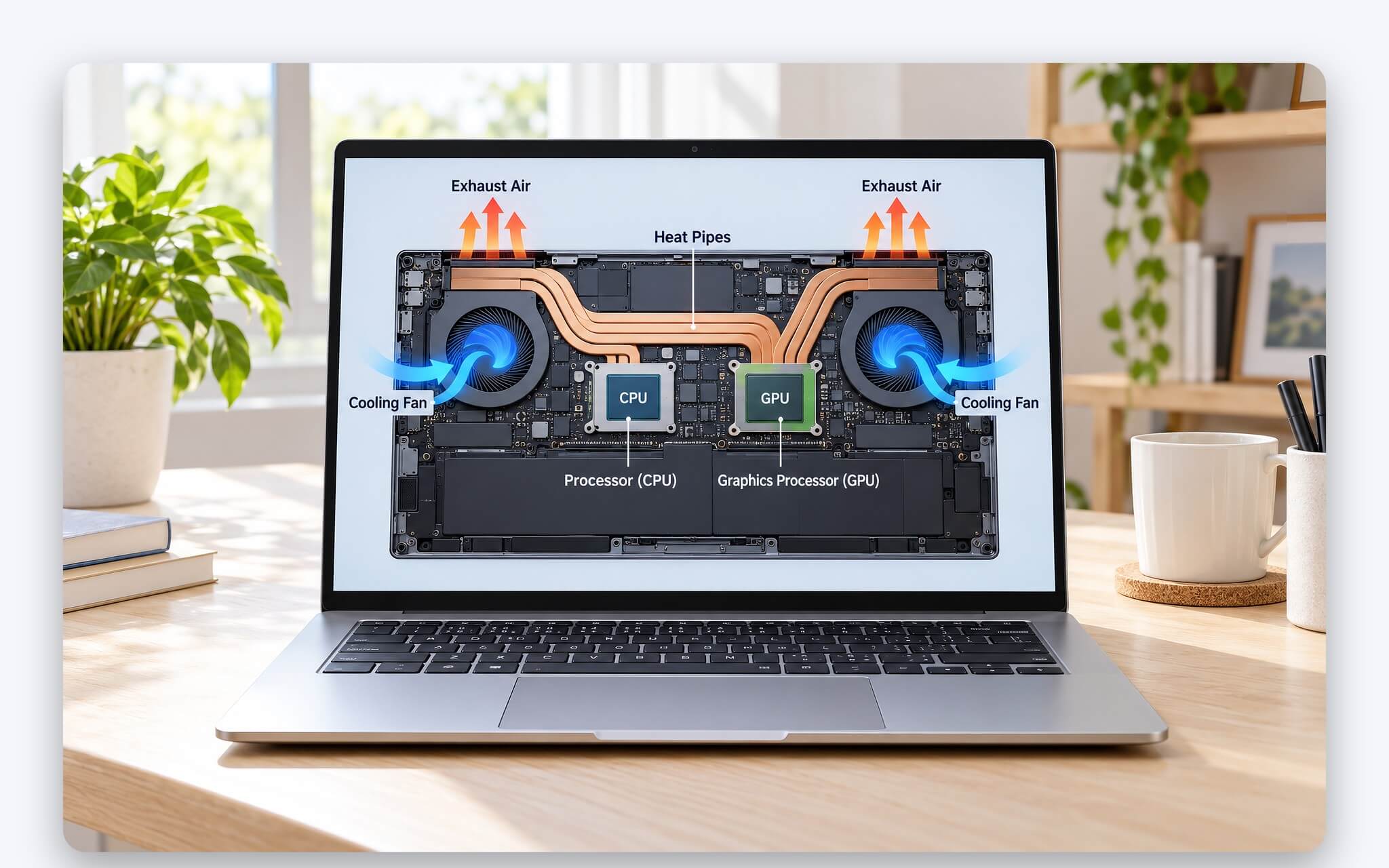 Laptop nóng đáy quanh vị trí CPU, GPU và khe hút gió phía dưới