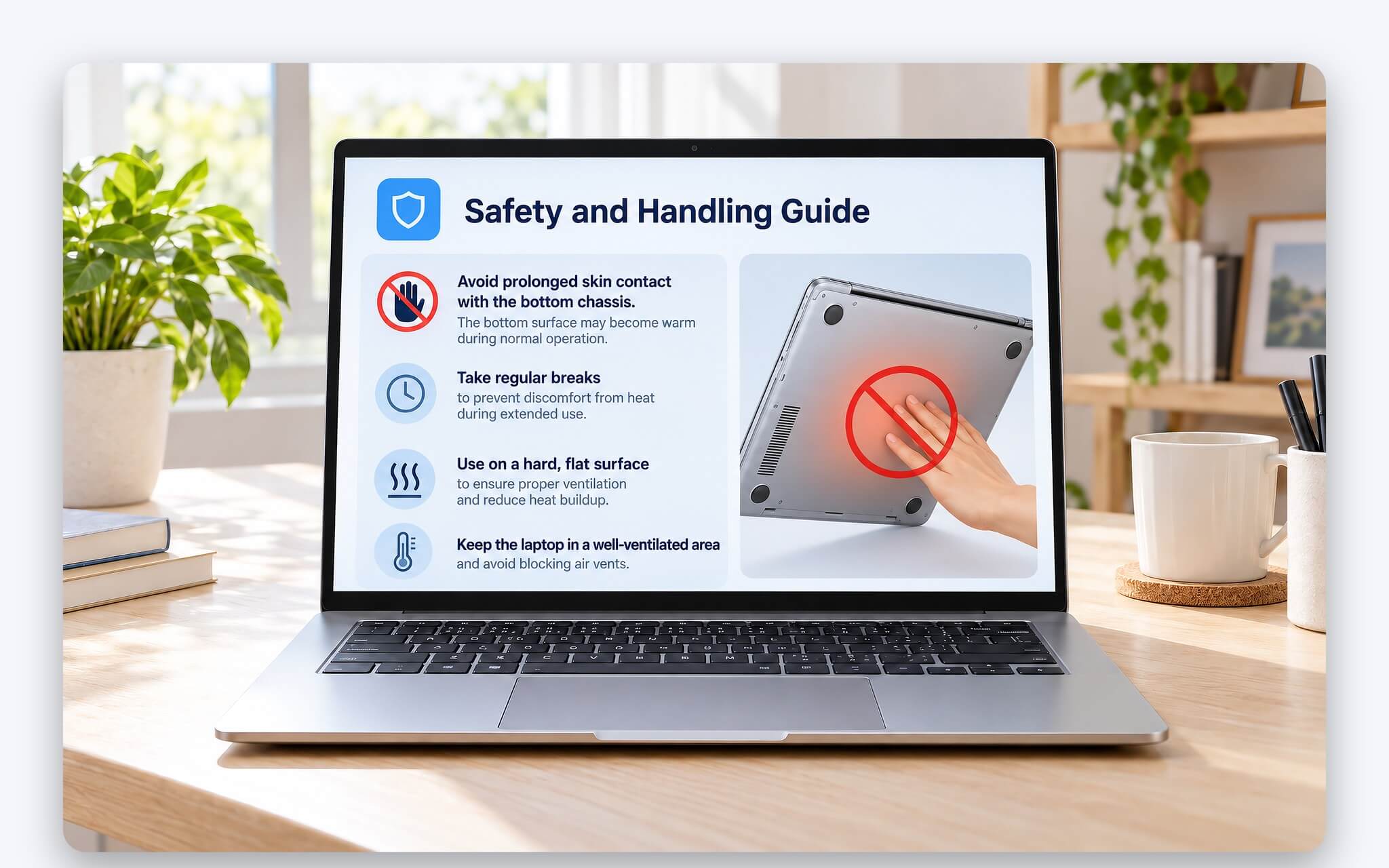 Cảnh báo của hãng về việc đặt laptop trên đùi trong thời gian dài