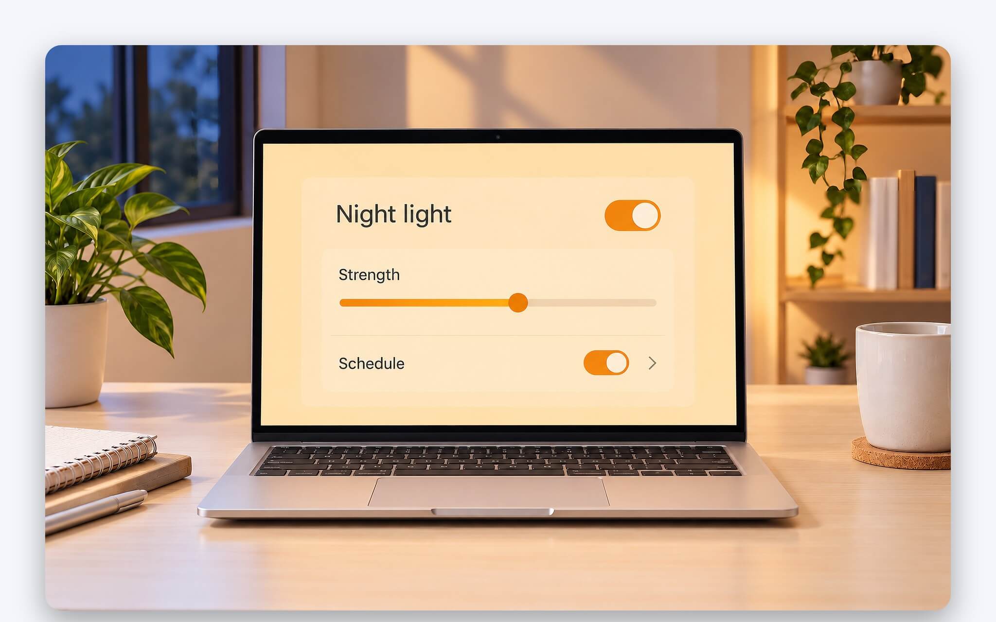 Cài đặt Night light trong Windows 11 với thanh cường độ và lịch hẹn giờ