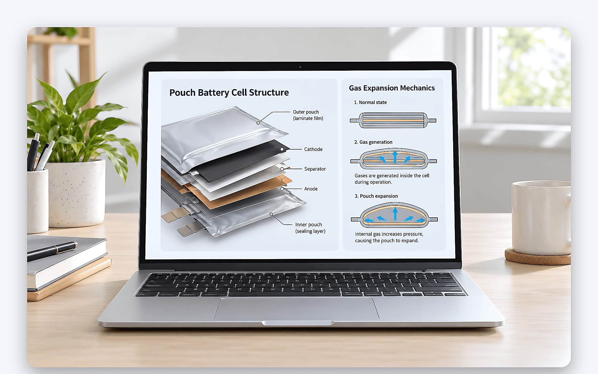 Cấu tạo túi pin Li-polymer trong laptop và cơ chế sinh khí làm pin phồng